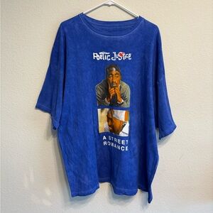 Tupac Poetic Justice Retro Hip Hop Rap Graphic cotton blue shirt. Size 4XL PO